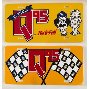 Vintage Bob & Tom Q95 Radio Indiana Lot of 2 Plastic Vanity License Plates